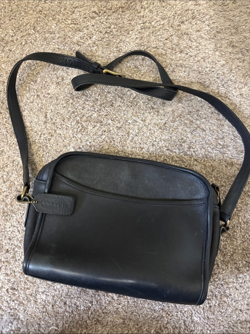 Vintage Coach Black Leather Crossbody Bag – Circa 1987?
